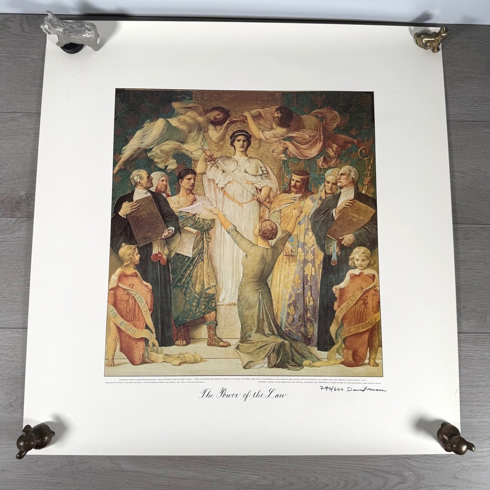 Edwin Blashfield The Power of the Law Signed Print 240/600 23"x24" USA 1970s